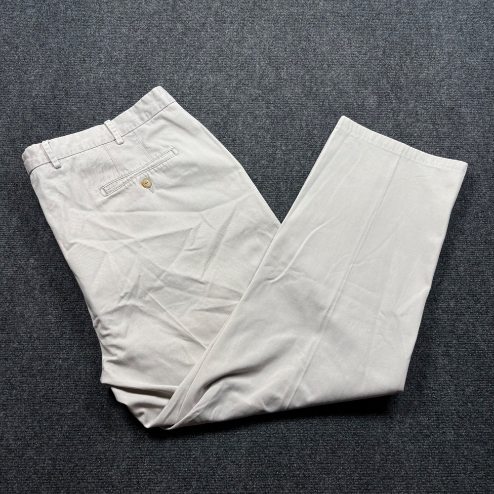 Peter Millar Chino Pants Mens 42 Stone Beige Pima Cotton Straight Flat Front